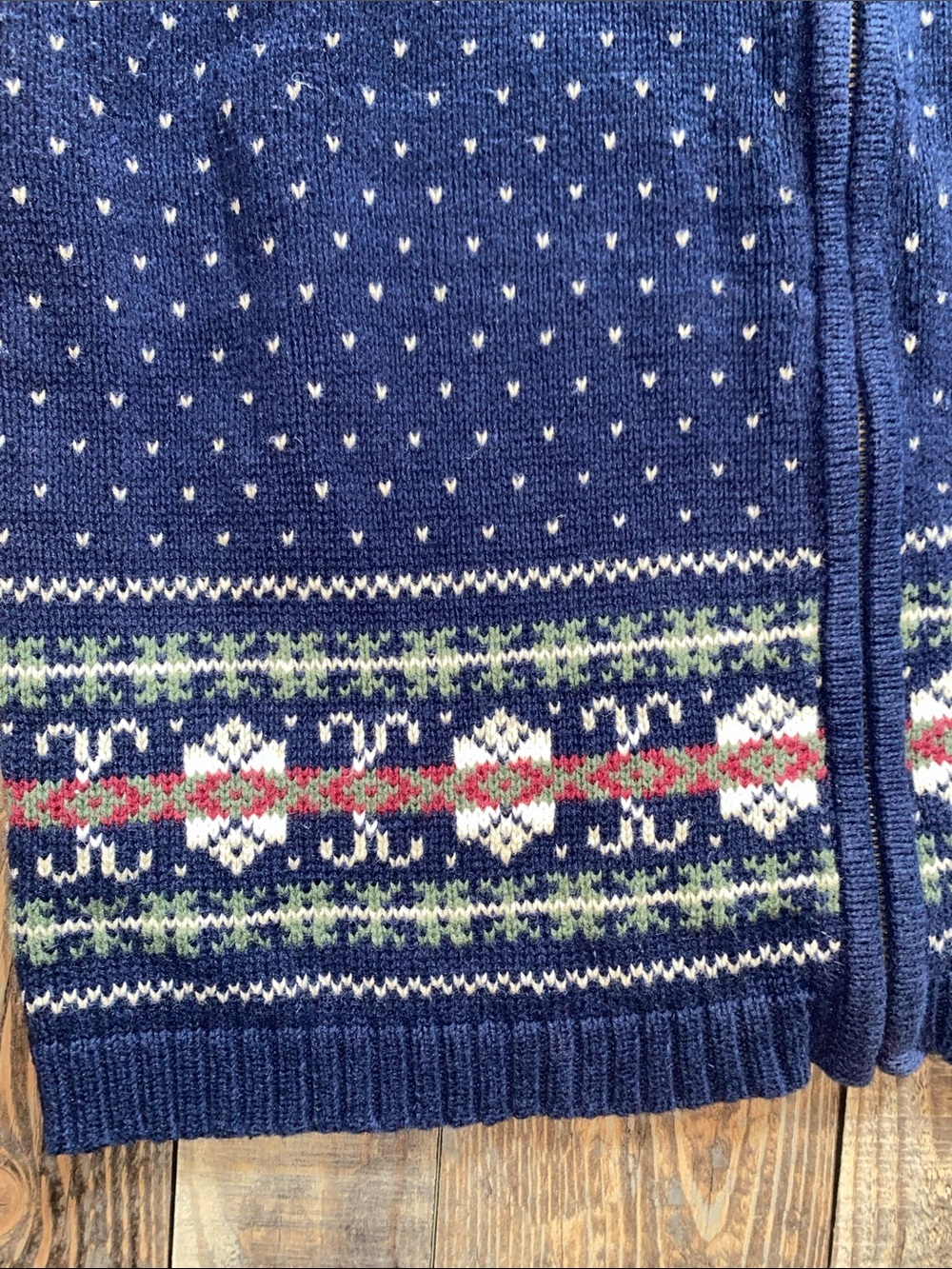 Cabin Creek 90s Navy Fair Isle geometric Zip-Up Sweater Vest - Picture 3 of 4